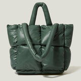 Women's Fashion Puffer Tote Bag Quilted Cotton Down Handbags