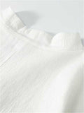 Comfy Loose Cotton Linen Print V-Neck Short-sleeved T-shirt + Cropped Pants