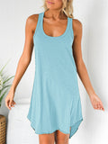 Women's Summer Sports U Neck Irregular Hem Tank Dress