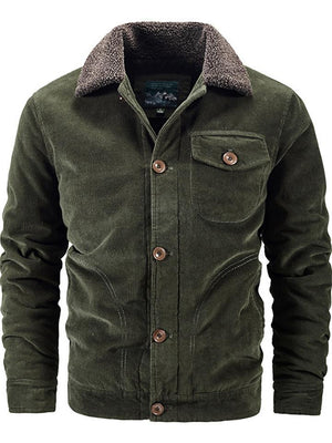 Mens Cozy Warm Corduroy Fleece Lined Thick Jacket Coat