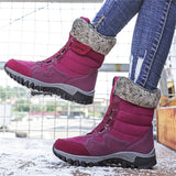 Winter Warm Plush Waterproof Suede Snow Boots for Women