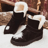 Casual Suede Buckle Warm Fur Lined Snow Ankle Boots For Women