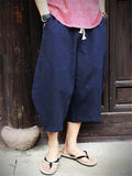 Men’s Casual Linen and Cotton Drawstring Harem Pants