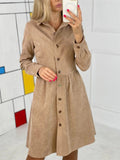 Women's Winter Fashion Button Down Corduroy Dress