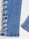 Women's Ripped Stretchy Washed Effect Denim Jeans for Autumn