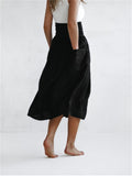 Trendy Solid Color Loose-fitting Pockets Skirt for Women