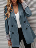 Ladies Stylish Lapel Long Sleeve Double Breasted Small Suit Jacket