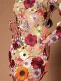 Women's Flower Embroidery Bodycon Sexy Mini Dresses