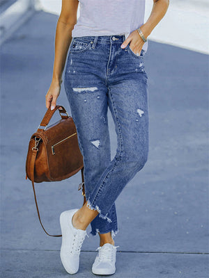 Fashion Skinny Women's Ripped Stretchy Denim Jeans