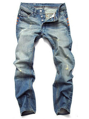 Daily Wear Casual Ripped Washed Effect Slim Jeans For Men