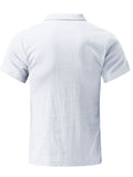 Turn-Down Collar Linen Short Sleeve T-Shirts