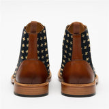 Stylish Texture Printed Hit Color Laced Mens Boots