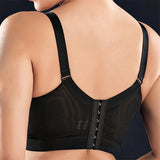 Women's Plus Size Lace Patchwork Wireless Full Coverage Bras - Black