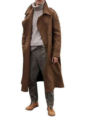 Men's Temperament Lapel Casual Fashion Over-The-Knee Trench Coat