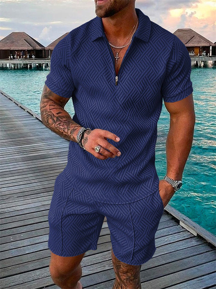 Lapel Collar Short Sleeve Summer Beach Outfits For Men