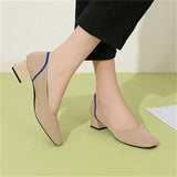 Concise Square Toe Thick Heels Leisure Female Pumps