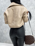 Female Cool Lamb Wool Coat Zipper Motorcycle Jacket