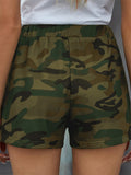 Women's High-waisted Drawstring Camouflage Shorts