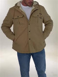 Men's Winter Casual Solid Color Plush Hooded Thermal Coats