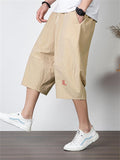 Men's Simple Casual Plus Size Linen Cropped Pants