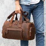 Mens Large Capacity Travel Leather Crossbody Bags Vintage Duffel Packs
