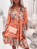 Floral Print Splicing Layered Mini Dresses for Women