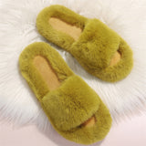 Winter Simple Style Extra Soft Flat Heels Fluffy Women Slippers