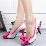 Pointed Toe Thin Heel Pumps With Bowknot