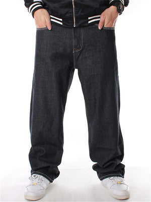 Stylish Simple Printed Hip-Hop Loose Black Oversize Pants