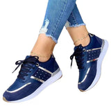 Women's Classic Thick Sole Patchwork Lace Up PU Sneakers