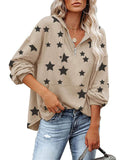 Fashion New Arrival Five-pointed Star Print Pocket Women's Hoodies
