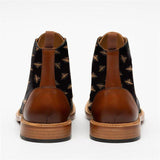 Stylish Texture Printed Hit Color Laced Mens Boots