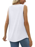 Ladies Slim Cozy Square Neck Pleated Tank Tops