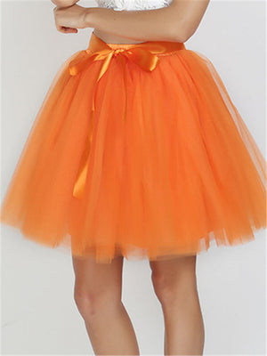 Women's Casual Fashion Multiple Layers Solid Color Tulle Skirt