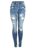 Women's Washed Effect Ripped Street Style Denim Jeans