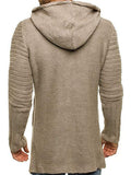 Men's Casual Hooded Khaki Long Sleeve Pockets Sweater Coats