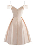 1950S Cold Shoulder Bow Satin Strap Dress