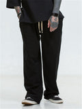 Mens Casual Loose Vertical Linen Hipster Pants
