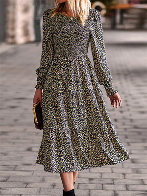 Women's Classy Floral Printed Long Sleeve Long Dresses