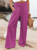 Women's High Waist Wide Leg Cotton Linen Pants