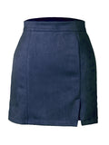 Women's Sexy A Line Suede High Waisted Skirts