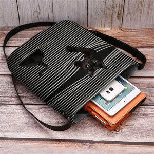 Cute Cat Striped Adjustable Crossbody Bags