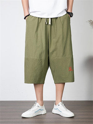 Men's Simple Casual Plus Size Linen Cropped Pants