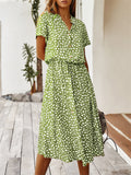 Casual V-Neck Printed Short Sleeve Dresses