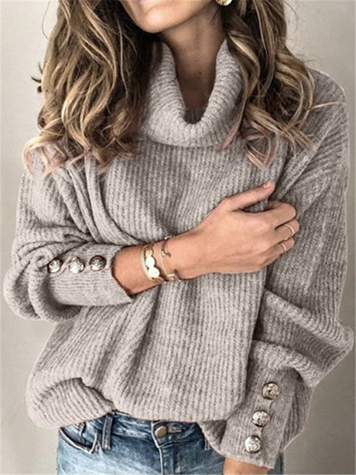 Women's Fashion Casual Solid Color Turtleneck Sweater