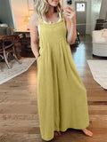 Women's Casual Cotton Linen Wide Leg Holiday Jumpsuits