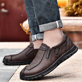 Vintage Style Contrast Stitching Flat Sole Soft Footbed Low-Top Loafers