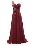 Pretty Sweetheart Neck One Shoulder Strap Dress for Evening