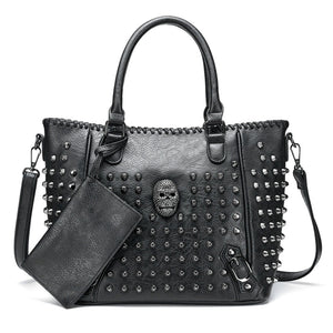 New Stylish Quality Rivet Decorated PU Leather Skull Handbags
