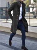 Men's Fashion Stand Collar Single Breasted Slim Fit Woolen Coats